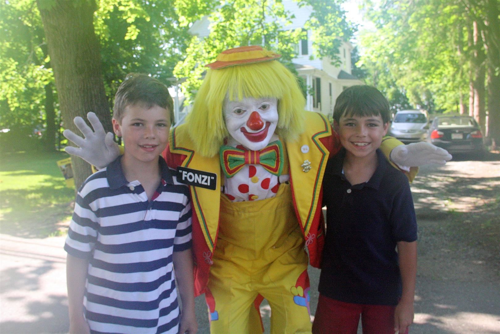 Fonzi the Clown Posing with Two Kids